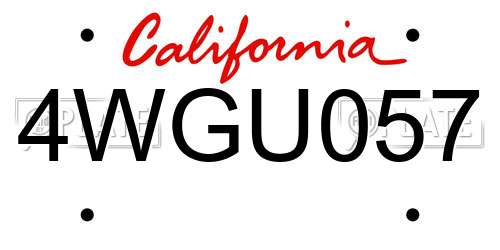 4WGU057 California License Plate
