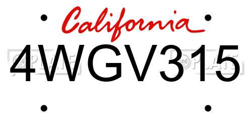 4WGV315 California License Plate