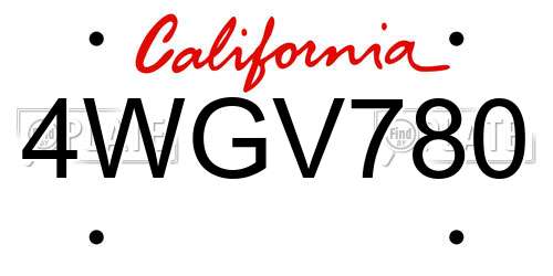 4WGV780 California License Plate