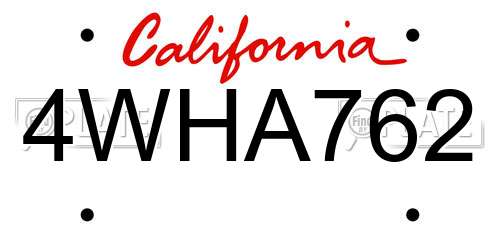4WHA762 California License Plate