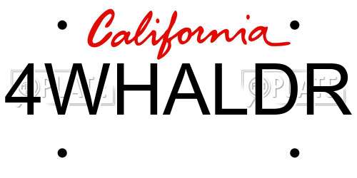 4WHALDR California License Plate