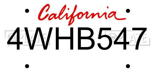 4WHB547 California License Plate