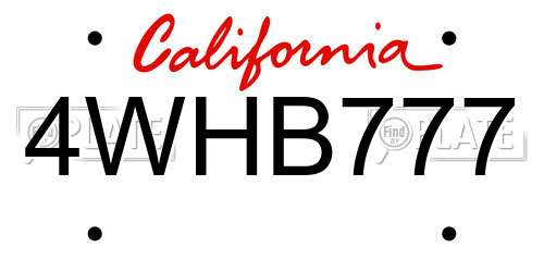 4WHB777 California License Plate