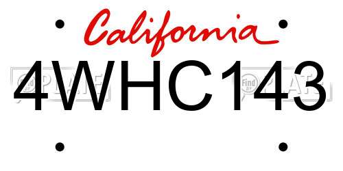4WHC143 California License Plate