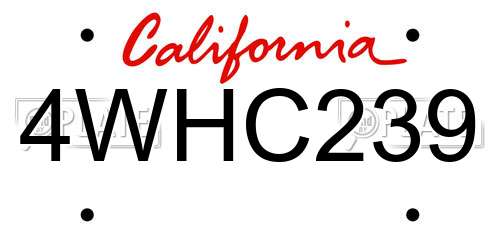 4WHC239 California License Plate