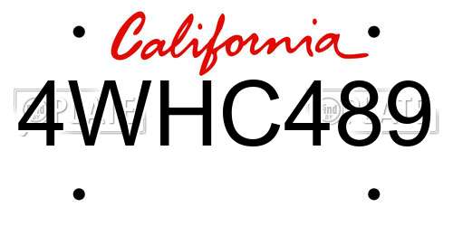 4WHC489 California License Plate