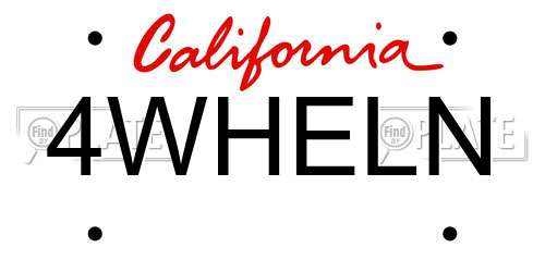 4WHELN California License Plate