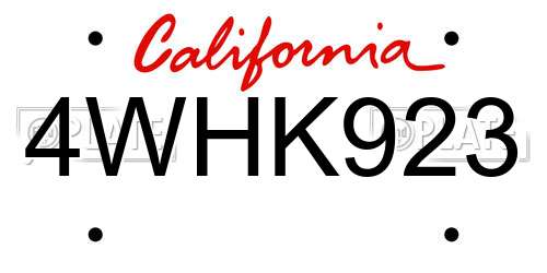 4WHK923 California License Plate