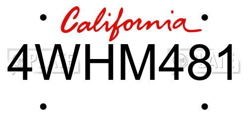 4WHM481 California License Plate