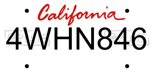 4WHN846 California License Plate