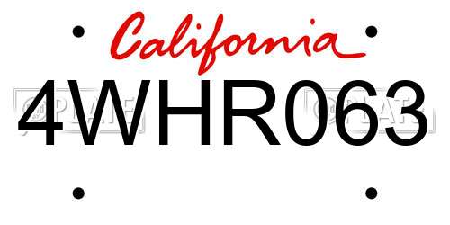 4WHR063 California License Plate