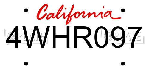4WHR097 California License Plate