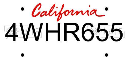 4WHR655 California License Plate