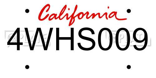 4WHS009 California License Plate