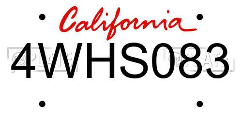 4WHS083 California License Plate