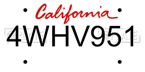 4WHV951 California License Plate