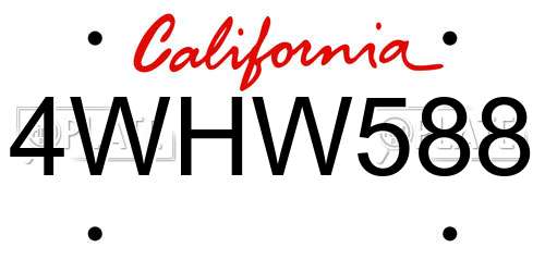 4WHW588 California License Plate