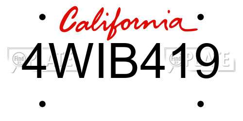 4WIB419 California License Plate