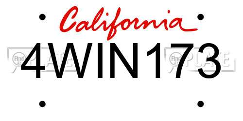 4WIN173 California License Plate