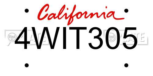 4WIT305 California License Plate