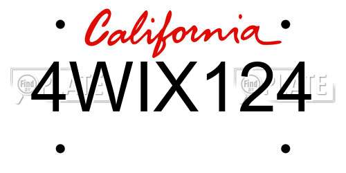 4WIX124 California License Plate