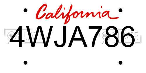 4WJA786 California License Plate