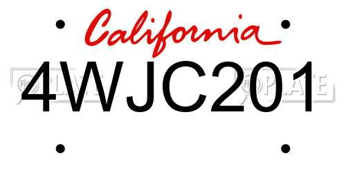 4WJC201 California License Plate