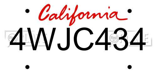 4WJC434 California License Plate