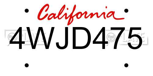4WJD475 California License Plate