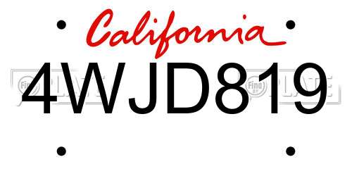 4WJD819 California License Plate