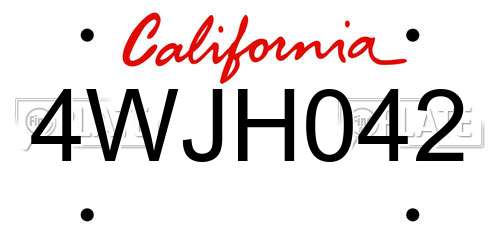 4WJH042 California License Plate