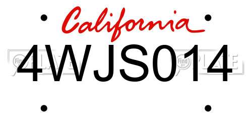 4WJS014 California License Plate