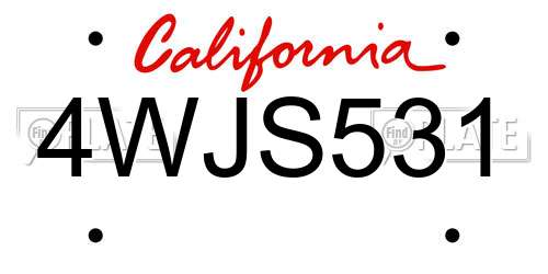 4WJS531 California License Plate