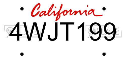 4WJT199 California License Plate