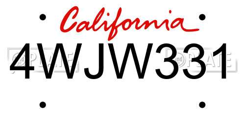 4WJW331 California License Plate