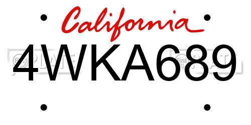 4WKA689 California License Plate