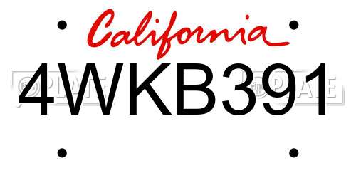 4WKB391 California License Plate