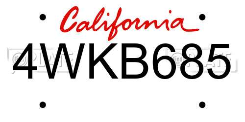 4WKB685 California License Plate