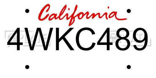 4WKC489 California License Plate