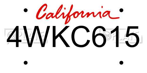 4WKC615 California License Plate