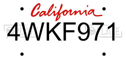4WKF971 California License Plate