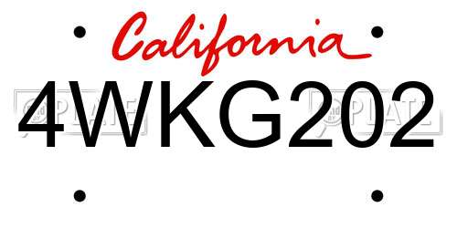 4WKG202 California License Plate