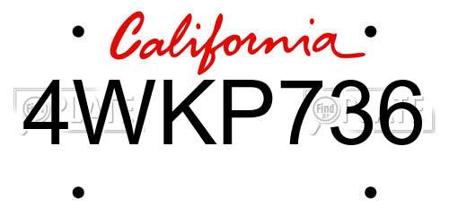 4WKP736 California License Plate
