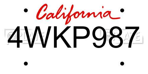 4WKP987 California License Plate