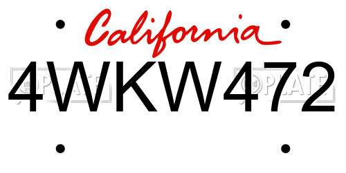 4WKW472 California License Plate