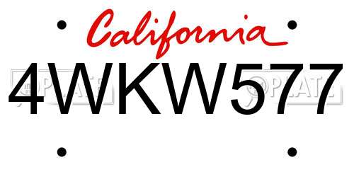 4WKW577 California License Plate