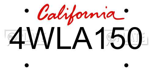 4WLA150 California License Plate