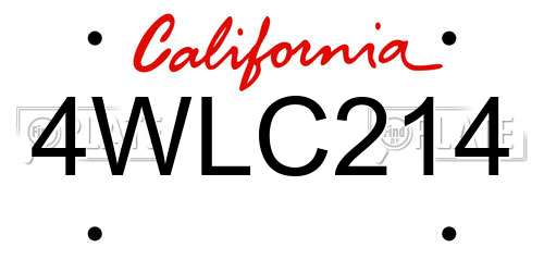 4WLC214 California License Plate