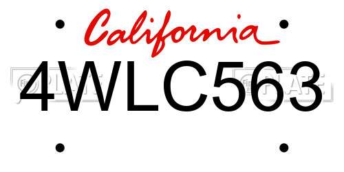 4WLC563 California License Plate
