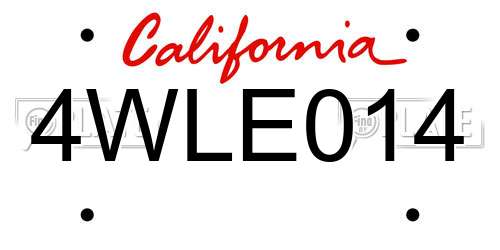 4WLE014 California License Plate